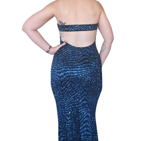 NWT Vintage y2k Gunne Sax Jessica McClintock Blue Sequined Gown Junior Size 11 - Picture 2 of 9